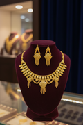 Premium 24K Gold Polished Bridal Necklace Set with Earrings – Bin Rehman Exclusive