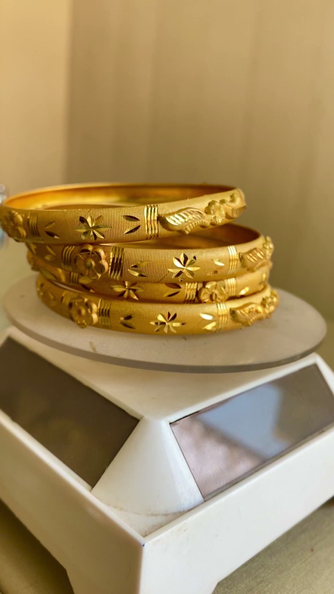 Elegant Traditional Gold-Toned Bangles (Set of 4)