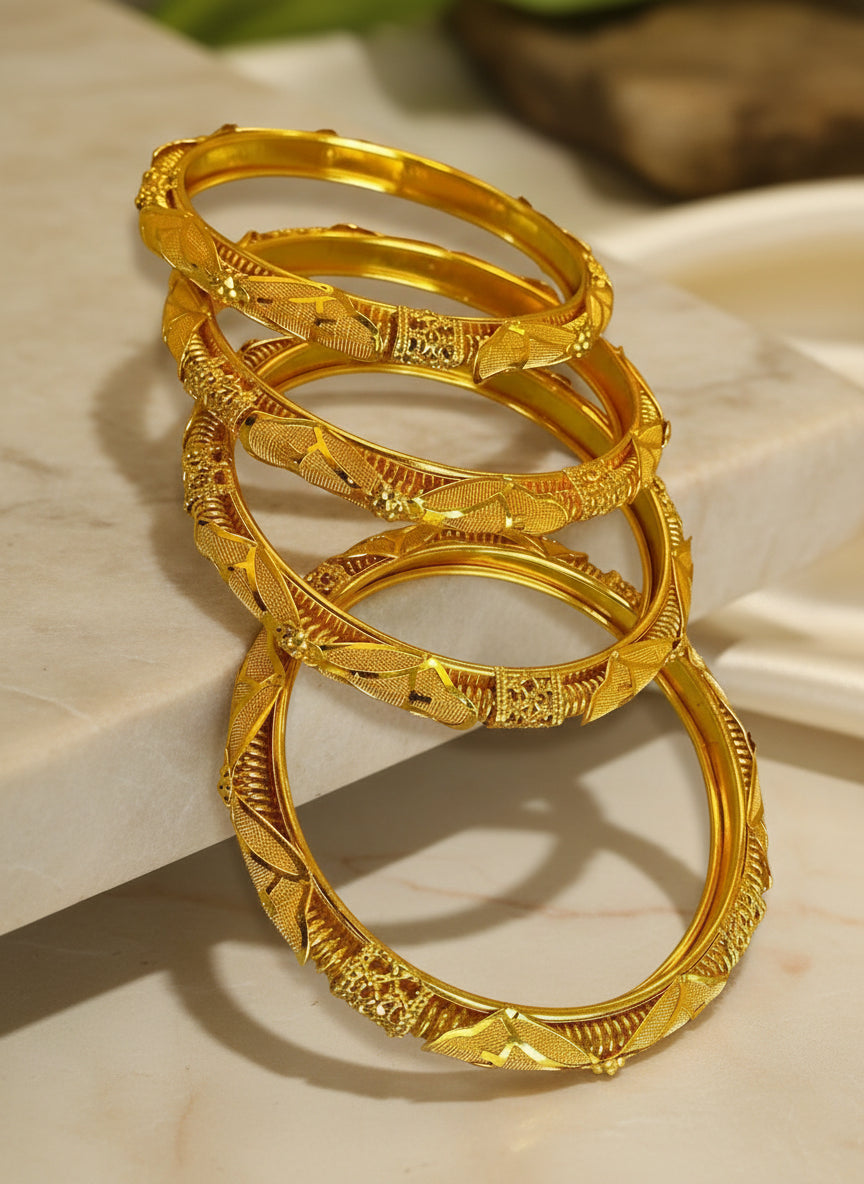 Premium Gold-Plated Designer Bangles – Traditional & Elegant Set