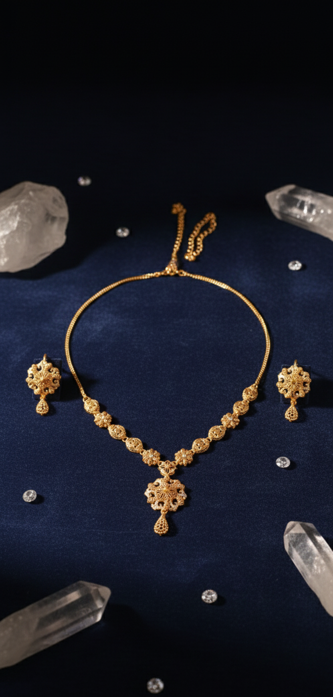 Gold polished jewelry set