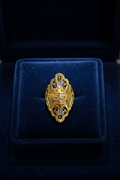 21K Gold Plated Filigree Statement Ring – Royal Jaali Work Bridal Cocktail Ring
