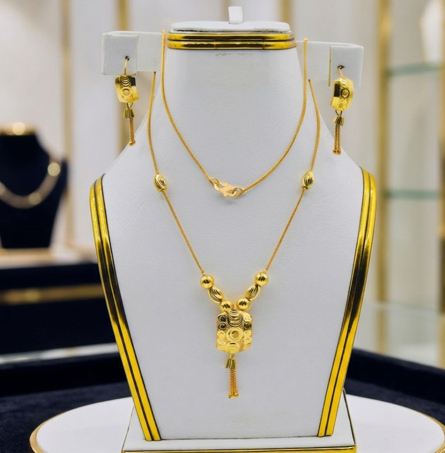 Timeless Quality Mala Set -Gold polished Set with earrings