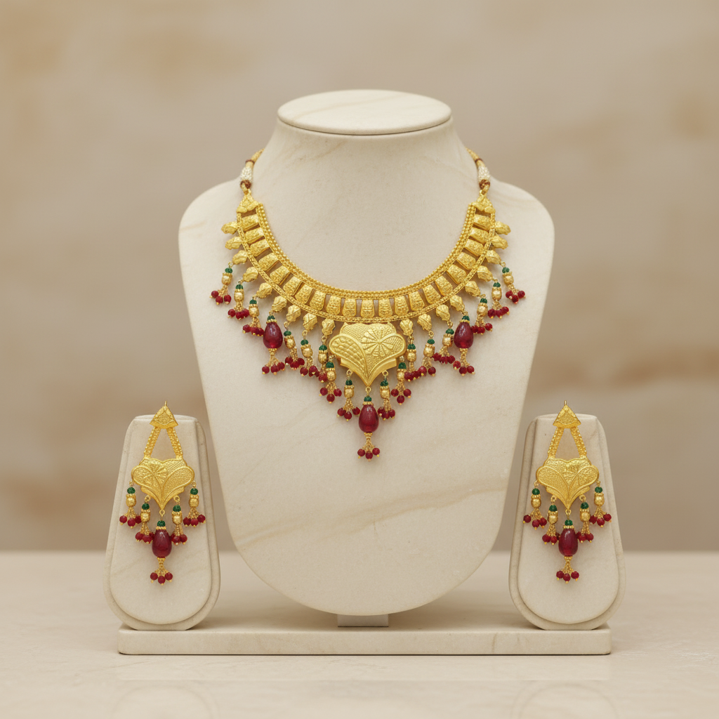 Gold polished jewelry stone jewelry set