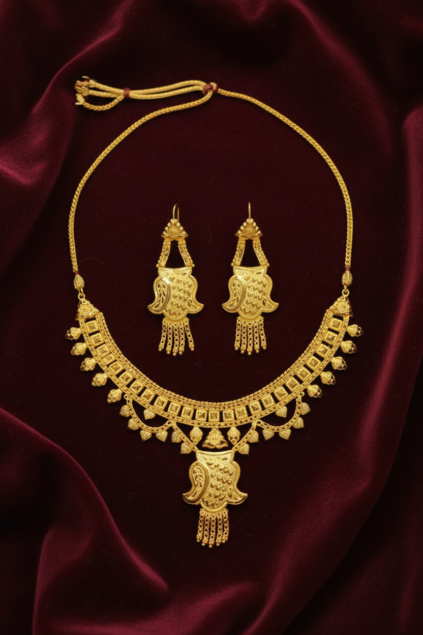 Gold polished 22k real jewelry set