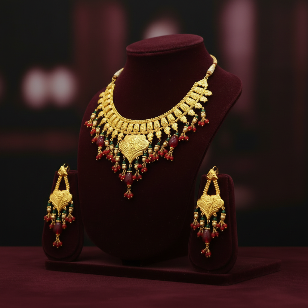 Gold polished jewelry stone jewelry set