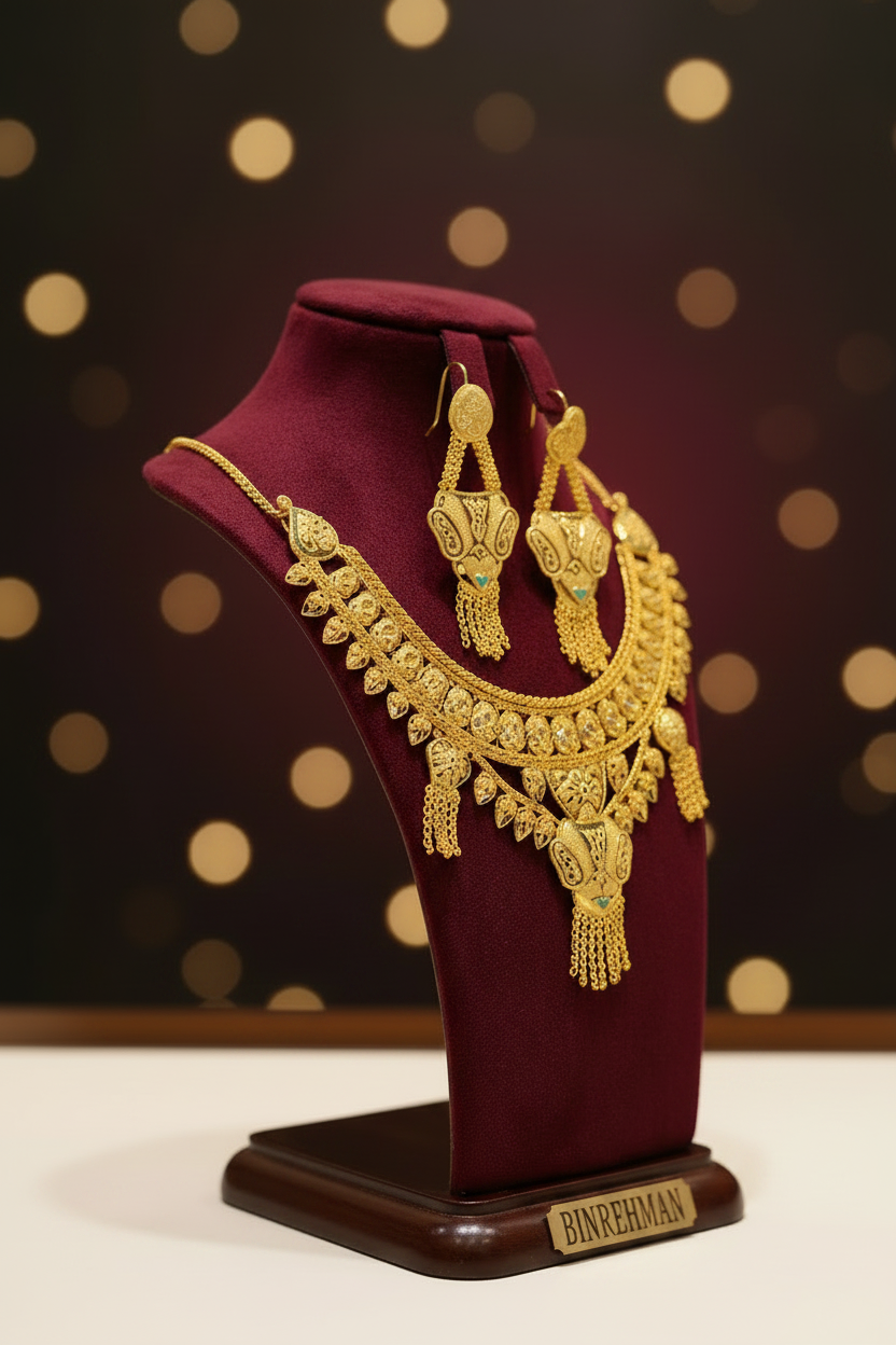 Elegant 24K Gold-Plated Bridal/Party Wear Set