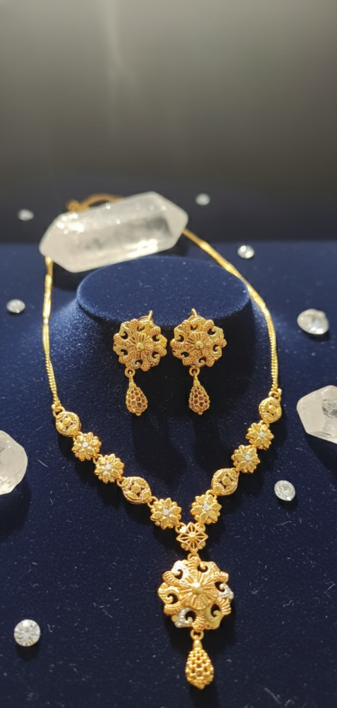 Gold polished jewelry set