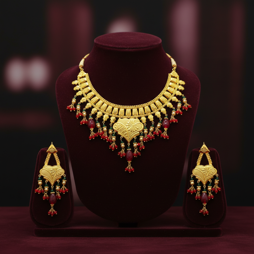 Gold polished jewelry stone jewelry set