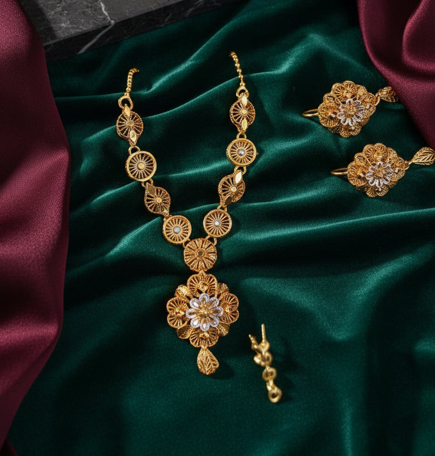 Gold polished mala jewelry set