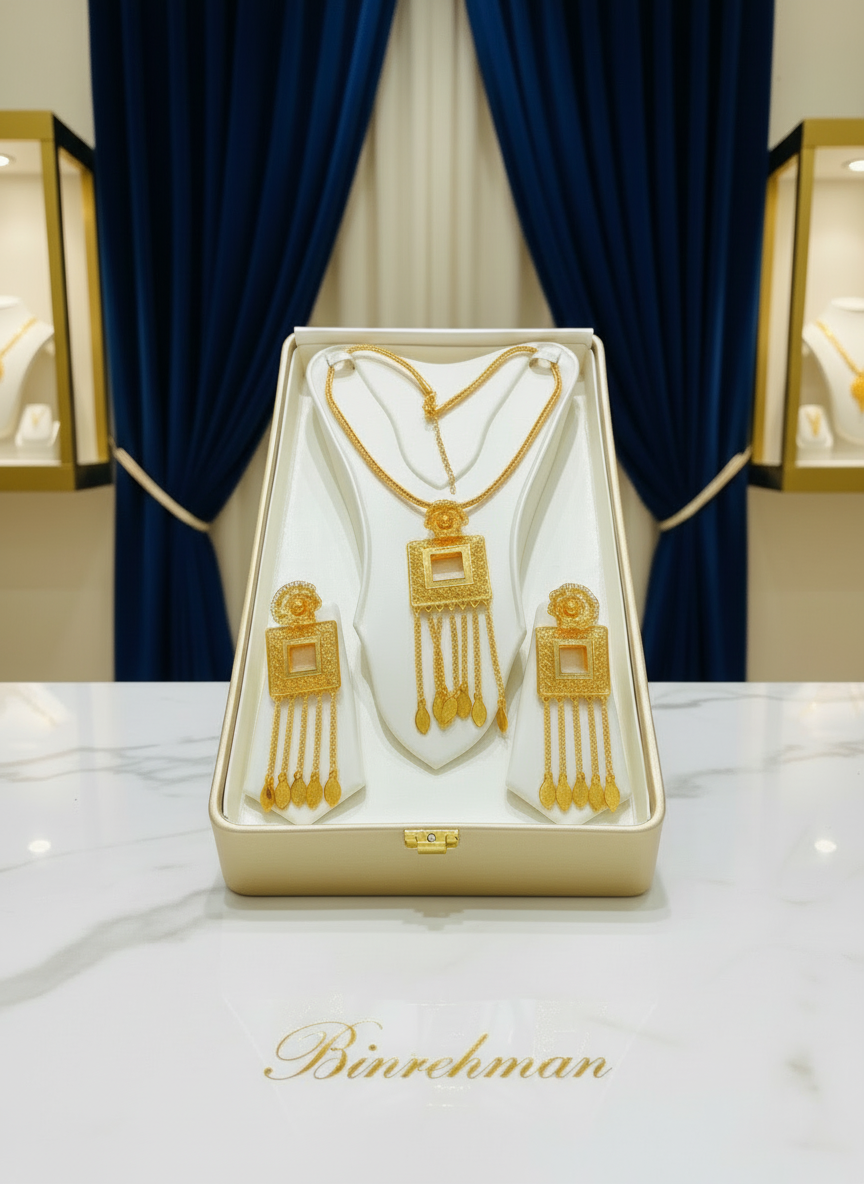 Premium 22K Gold Plated Bridal Necklace Set – With Long Haar, Choker & Earrings