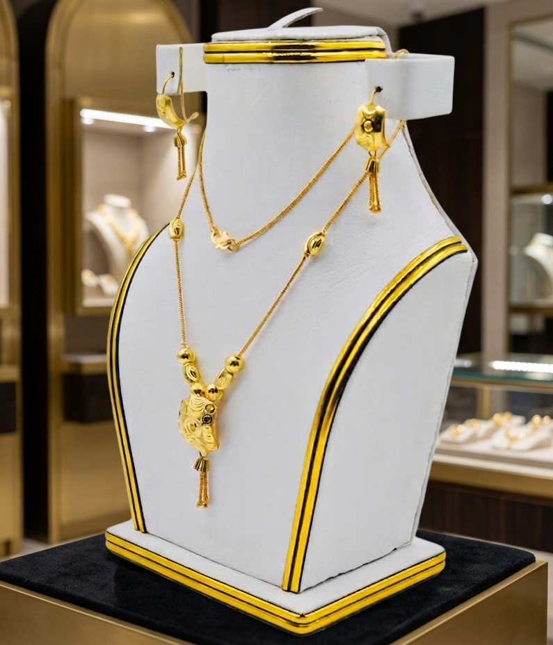 Timeless Quality Mala Set -Gold polished Set with earrings