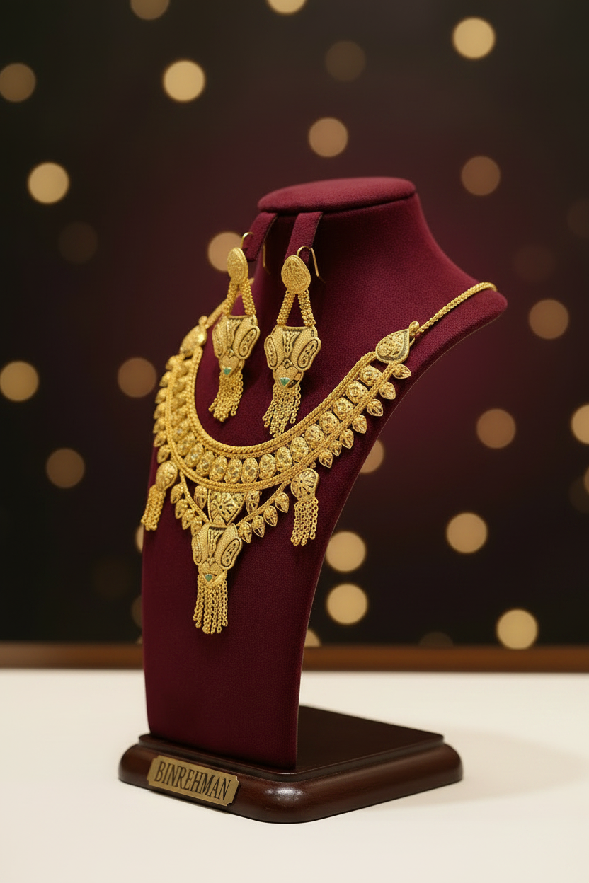 Elegant 24K Gold-Plated Bridal/Party Wear Set