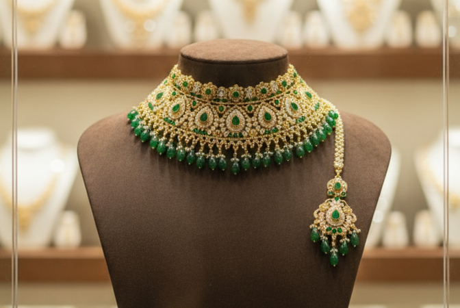 Royal Kundan Bridal Necklace Set with 2 variants