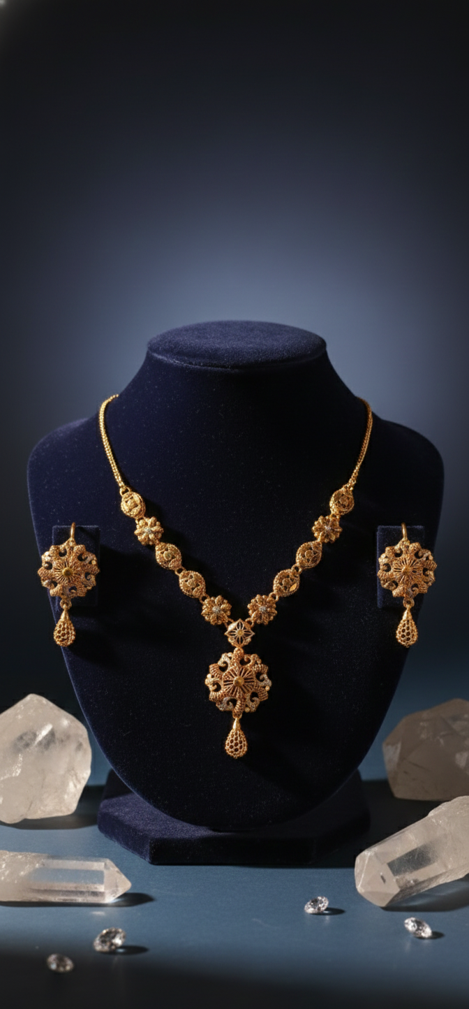 Gold polished jewelry set