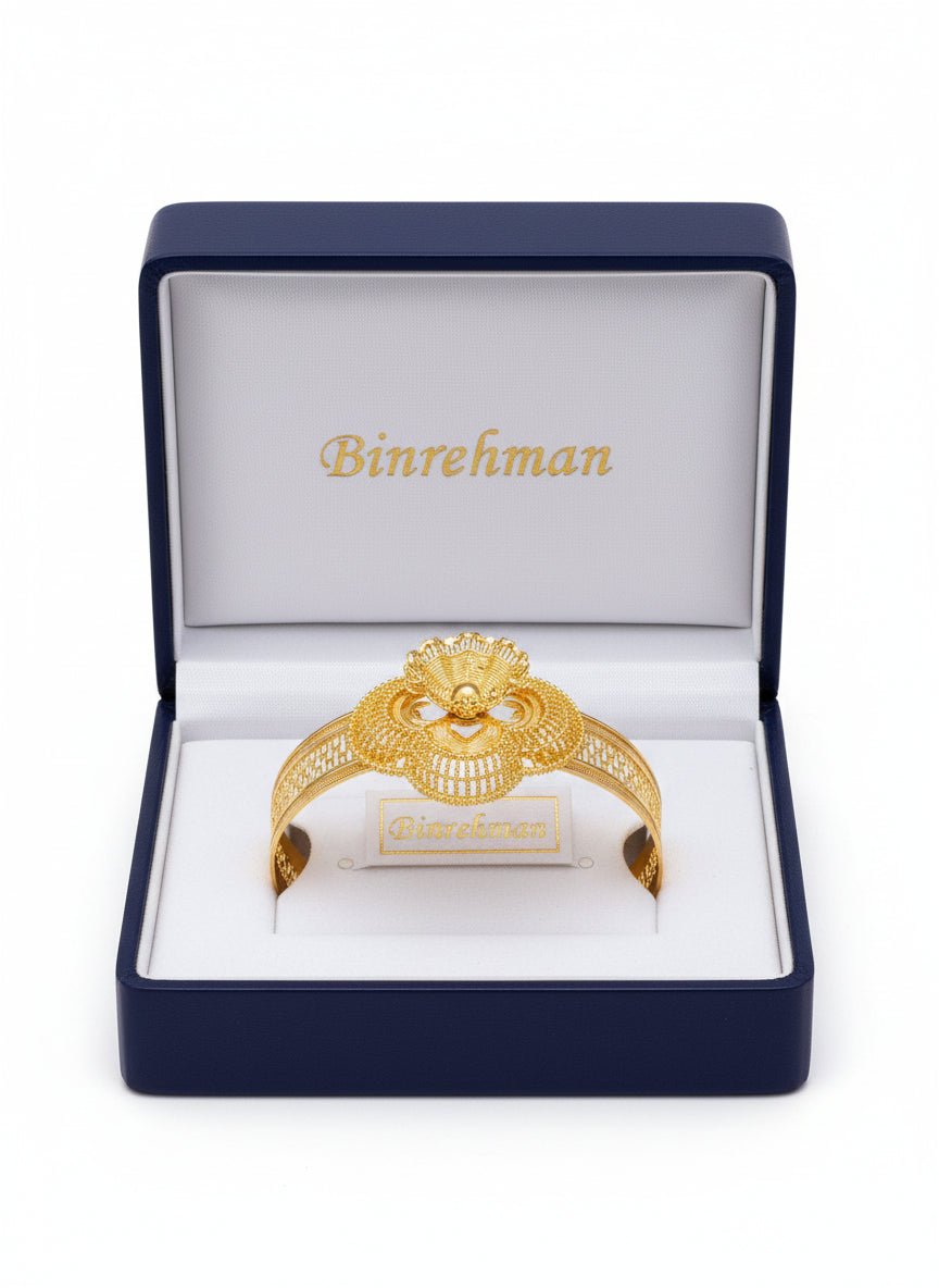 Gold Plated Flower Design Bracelet Set – Adjustable Bangles for Women